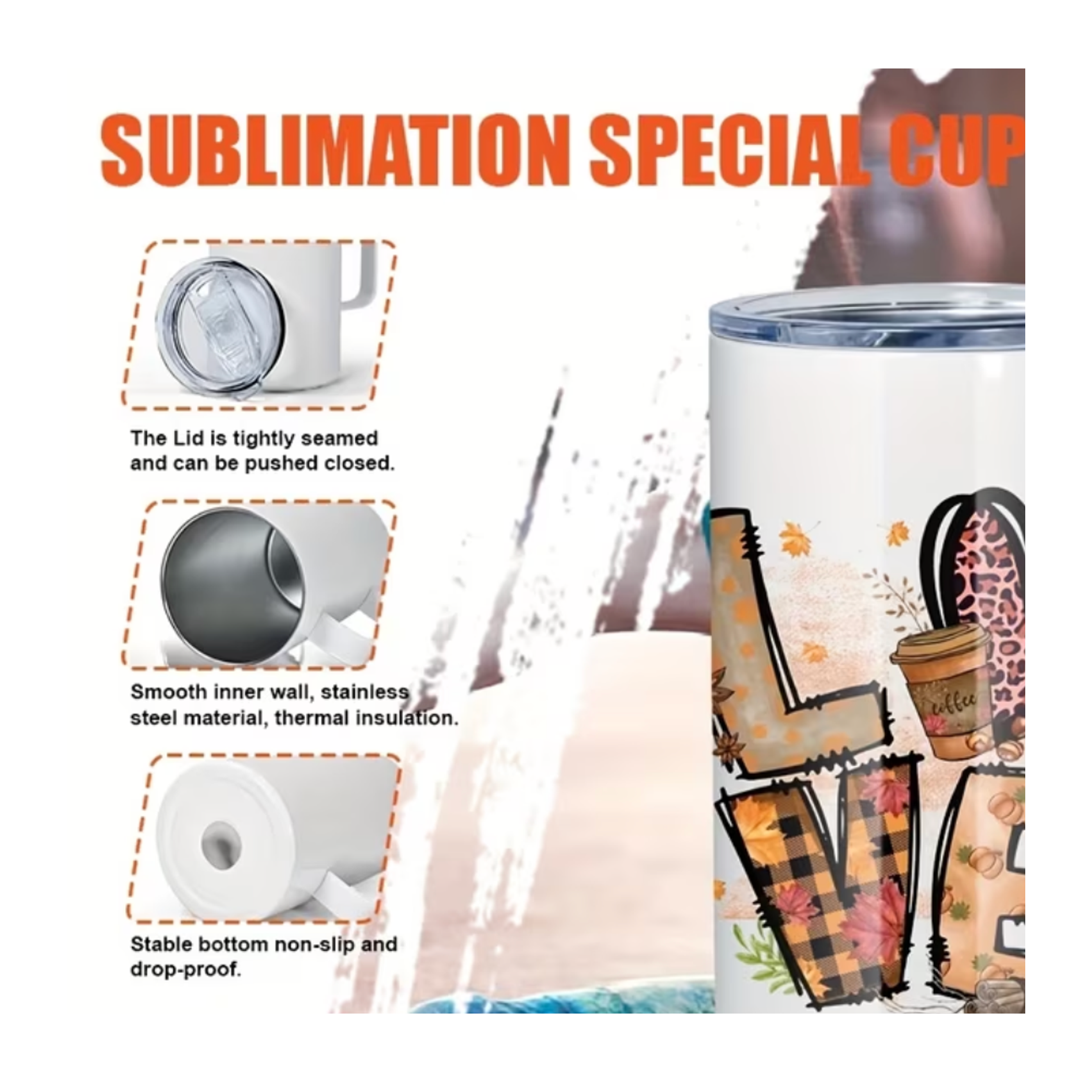 Tumbler 30oz  Stainless Steel with handle