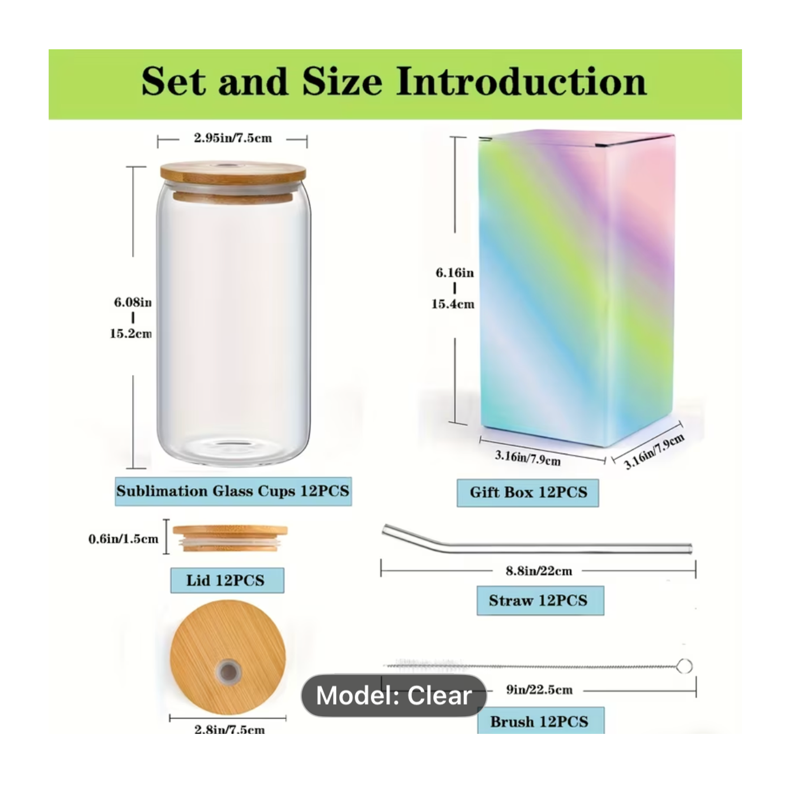 Tumbler 16oz Glass Clear