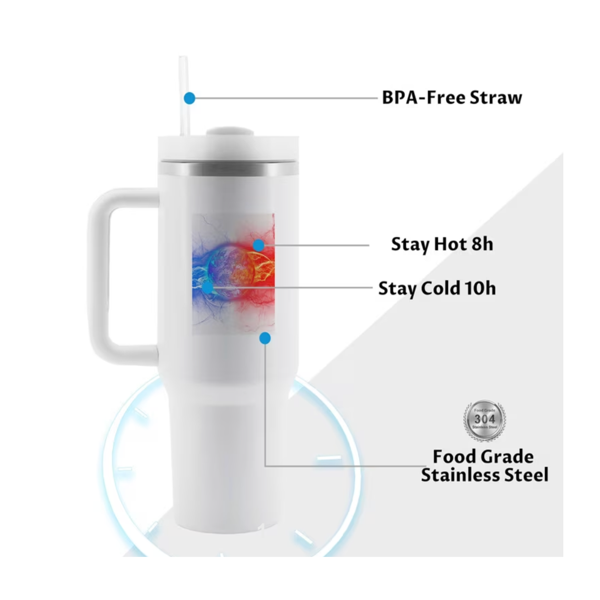 Tumbler 40oz Stainless Steel with handle
